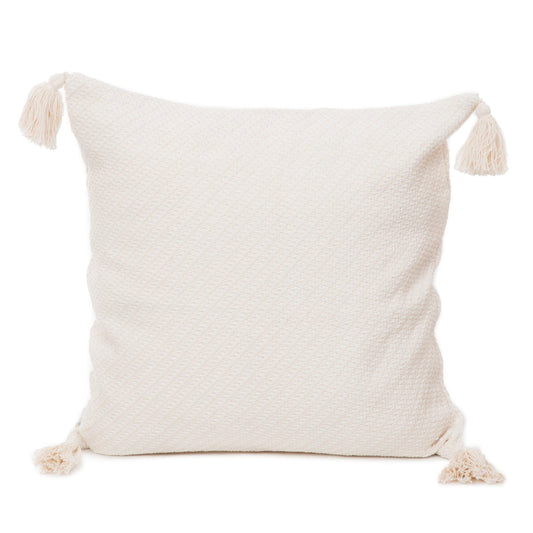 MORRIS Ecru Cushion Cover with Fringe 45x45 cm