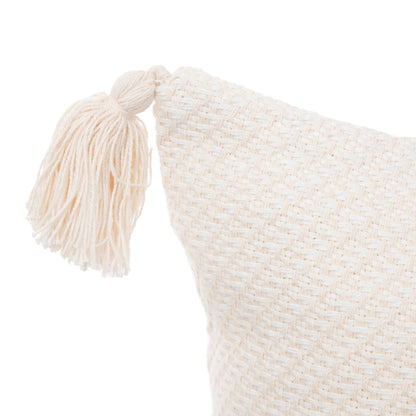 MORRIS Ecru Cushion Cover with Fringe 45x45 cm