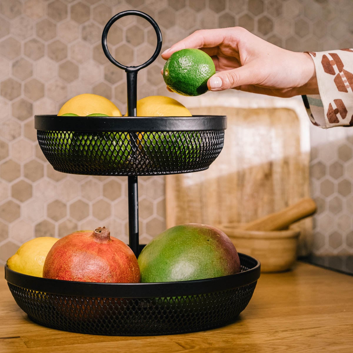 GRIDIO Two-Tier Round Kitchen Basket 31x26 cm