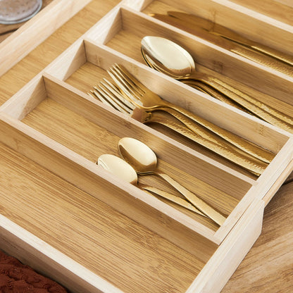 Adjustable BAMBOU Cutlery Drawer Insert | Bamboo Organizer