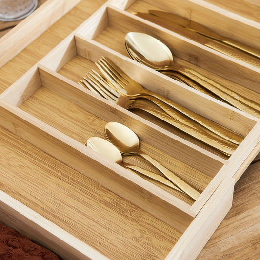 Adjustable BAMBOU Cutlery Drawer Insert | Bamboo Organizer