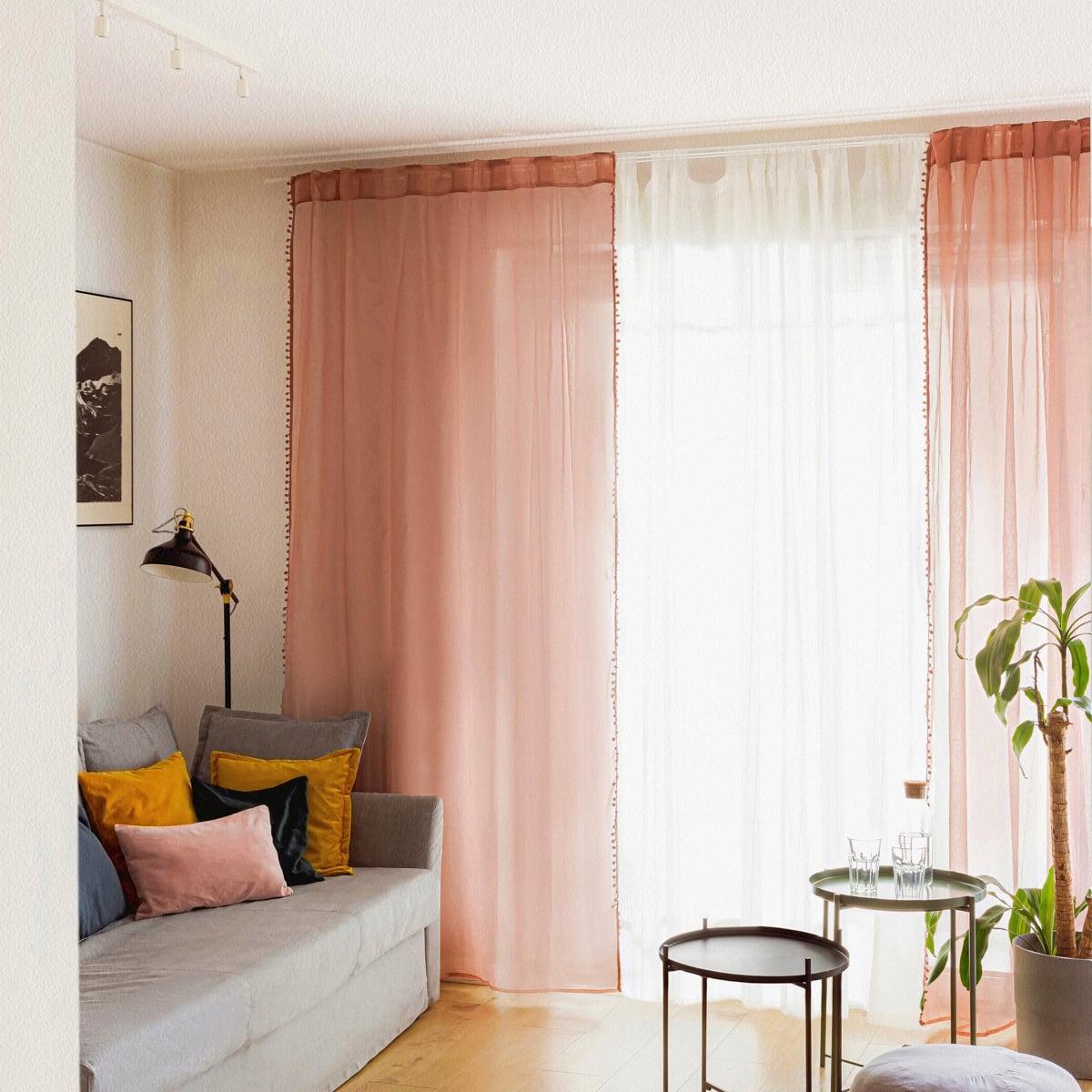 ADI Dirty Pink Pom Pom Curtain Blind 140x250 cm