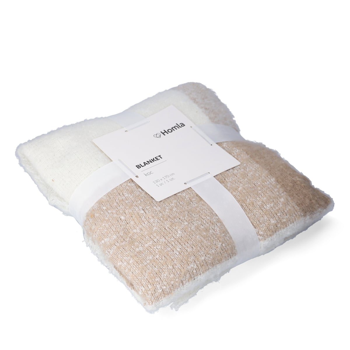 ALLORA Ecru Boucle Yarn Blanket 130x170 cm
