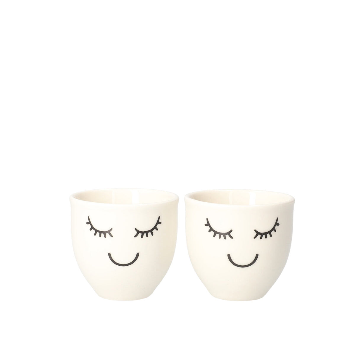 EYELASHES Egg Cup Set of 2 - White Porcelain Serving Dishes