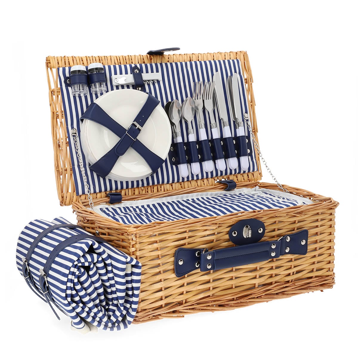 Orlando Natural Picnic Basket for 4 People with Mat