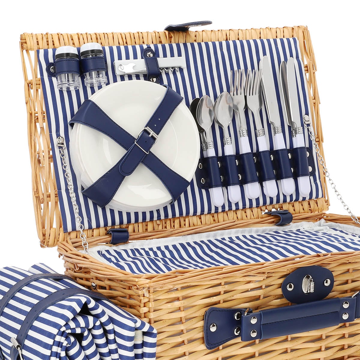 Orlando Natural Picnic Basket for 4 People with Mat