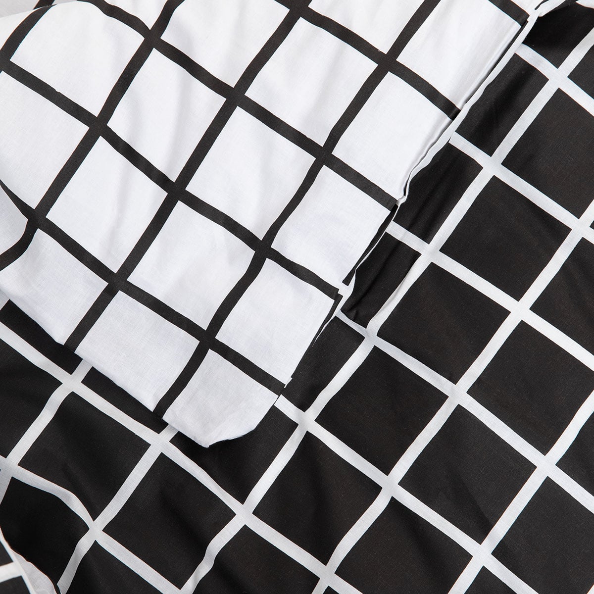 REYES Cotton Bicolour Black and White Bedding Set 220x200 cm
