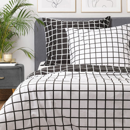 REYES Cotton Bicolour Black and White Bedding Set 220x200 cm