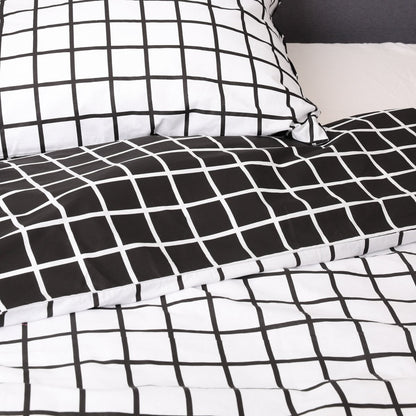 REYES Cotton Bicolour Black and White Bedding Set 220x200 cm