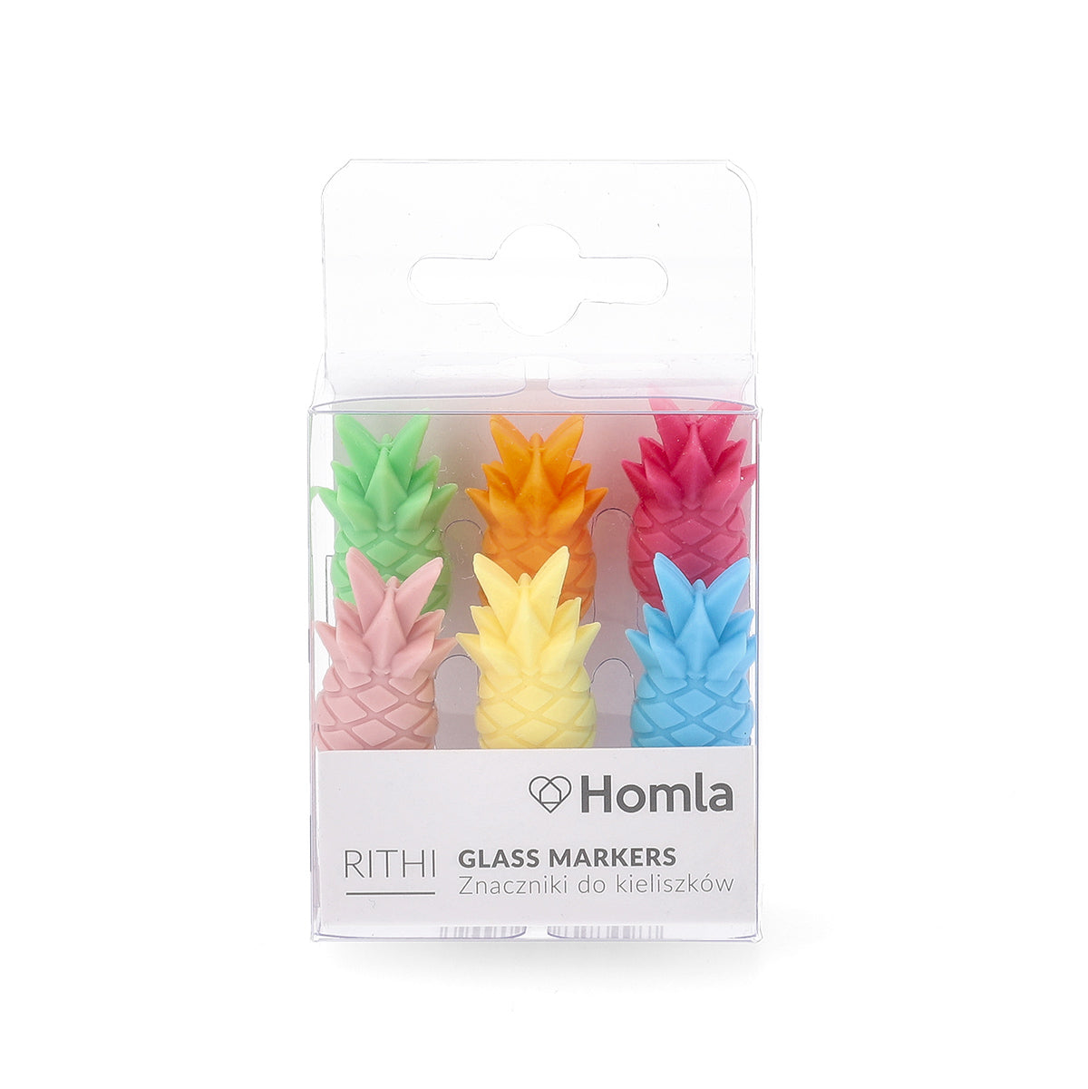 Tag set RITHI Pineapple Glass Tags Set - 6 Colorful Drink Markers