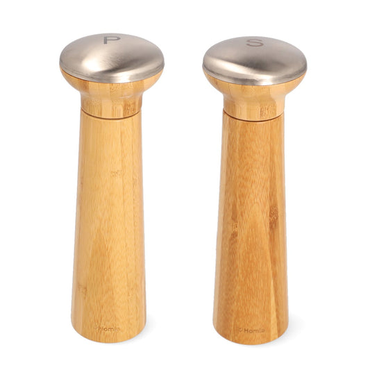 ANTHE Salt and Pepper Grinder Set, 2pcs Bamboo Mills