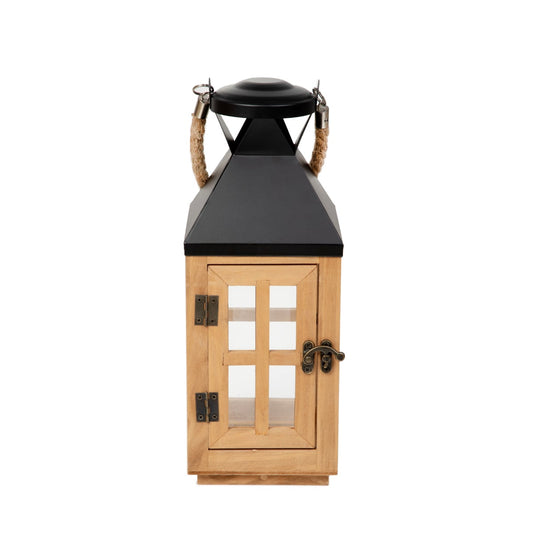 BUREL Wooden Lantern | Rustic Home Decor | 14x14x32 cm