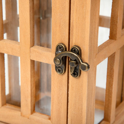 BUREL Wooden Lantern | Rustic Home Decor | 14x14x32 cm
