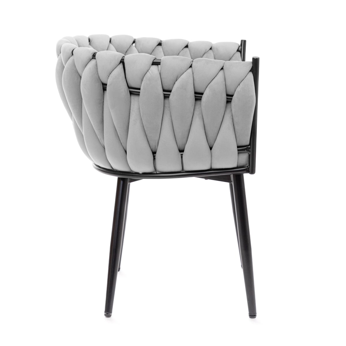 PRINSSI Velour Grey Chair with Wooden Frame - 64x54x73 cm