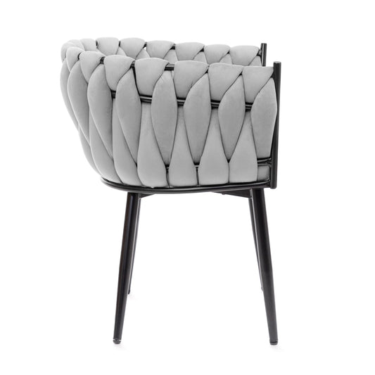 PRINSSI Velour Grey Chair with Wooden Frame - 64x54x73 cm