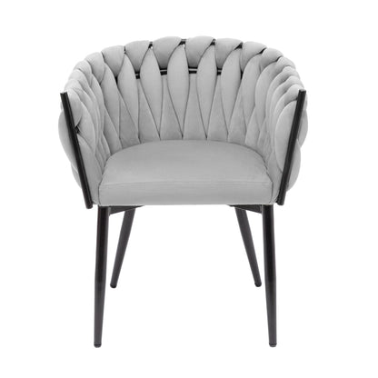 PRINSSI Velour Grey Chair with Wooden Frame - 64x54x73 cm