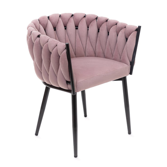 PRINSSI Velour Pink Chair with Wooden Frame - 64x54x73 cm
