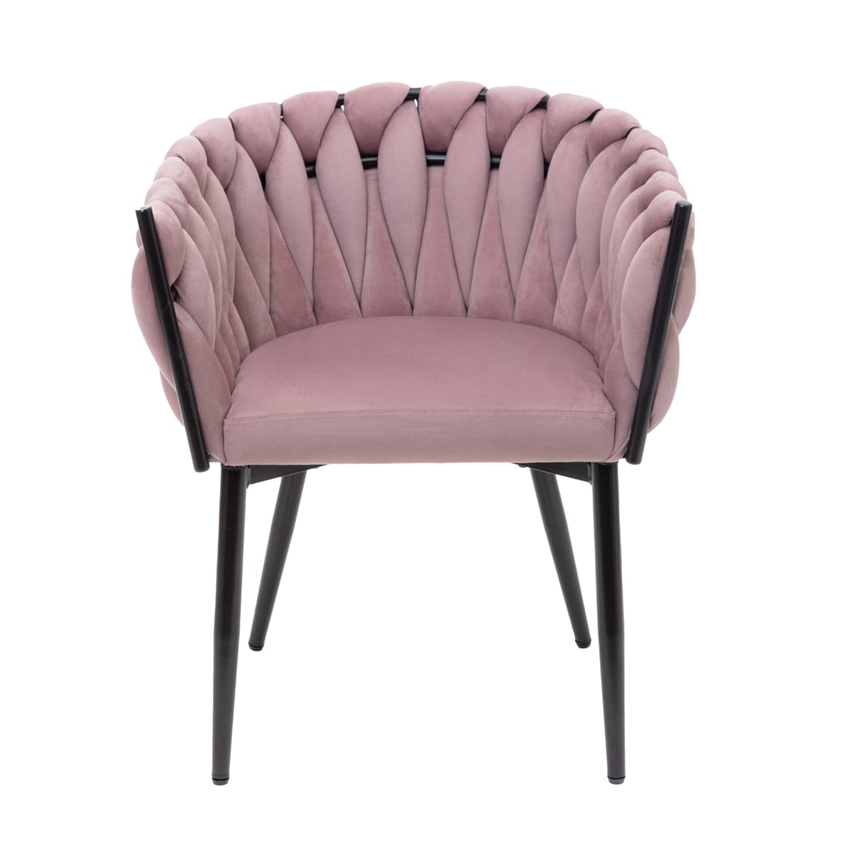 PRINSSI Velour Pink Chair with Wooden Frame - 64x54x73 cm