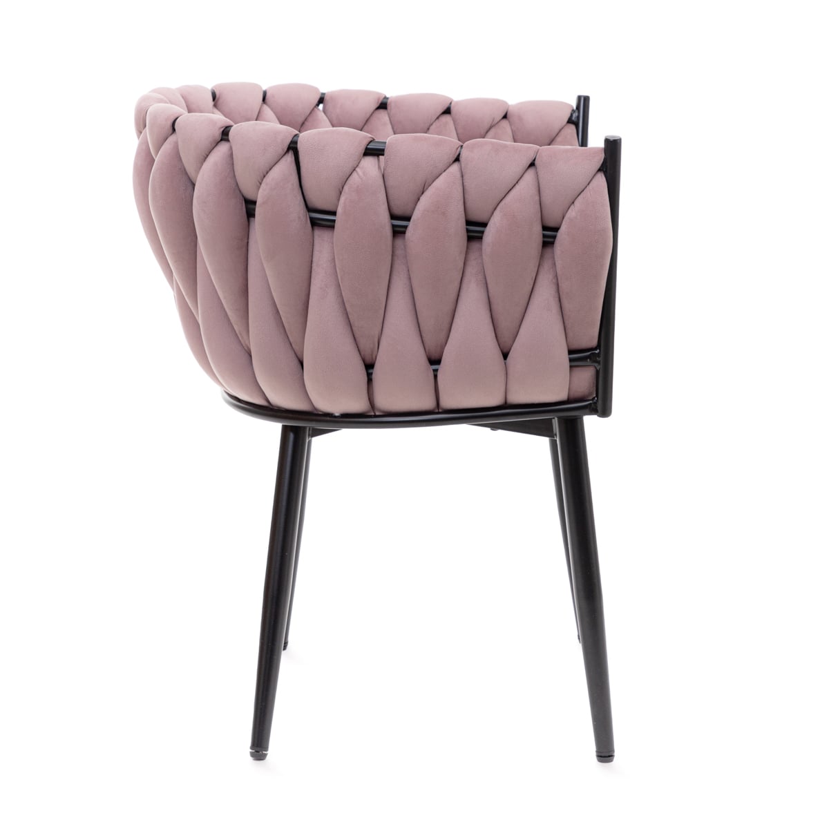 PRINSSI Velour Pink Chair with Wooden Frame - 64x54x73 cm