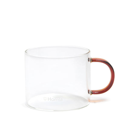Glossy Glass Mug with Honey-Coloured Handle 0.38L
