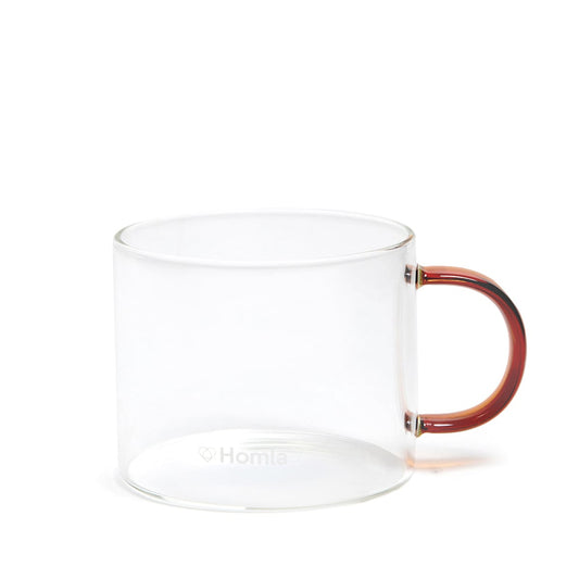 Glossy Glass Mug with Honey-Coloured Handle 0.38L