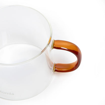 Glossy Glass Mug with Honey-Coloured Handle 0.38L