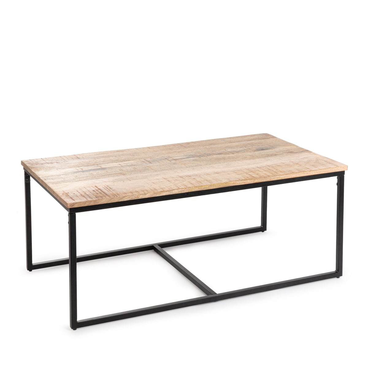 MAYA Coffee Table Set | Solid Mango Wood & Metal | 110x60x45 cm