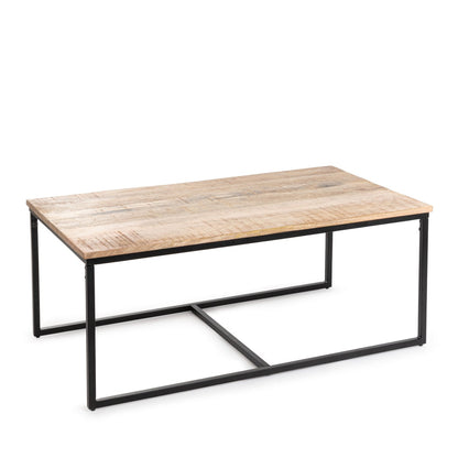 MAYA Coffee Table Set | Solid Mango Wood & Metal | 110x60x45 cm