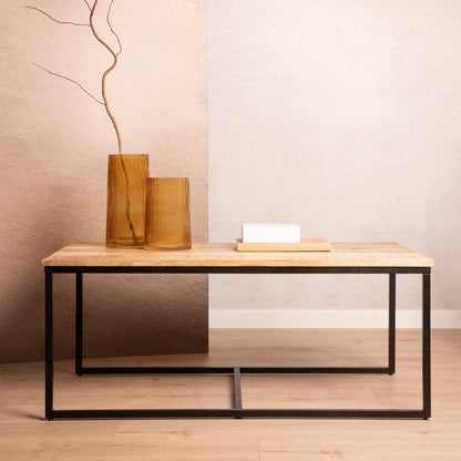 MAYA Coffee Table Set | Solid Mango Wood & Metal | 110x60x45 cm