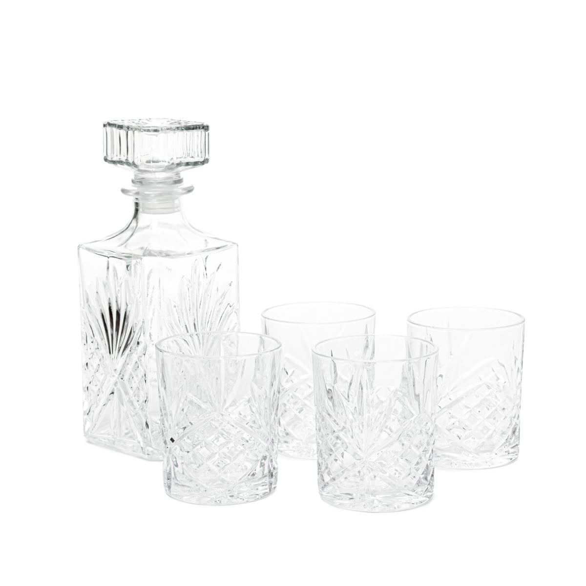 Durable Carafe Set with 4 Glasses - 5 Piece Whisky Set
