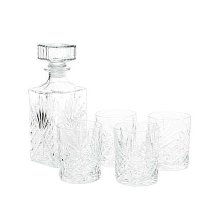 Durable Carafe Set with 4 Glasses - 5 Piece Whisky Set