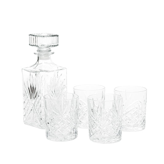 Durable Carafe Set with 4 Glasses - 5 Piece Whisky Set