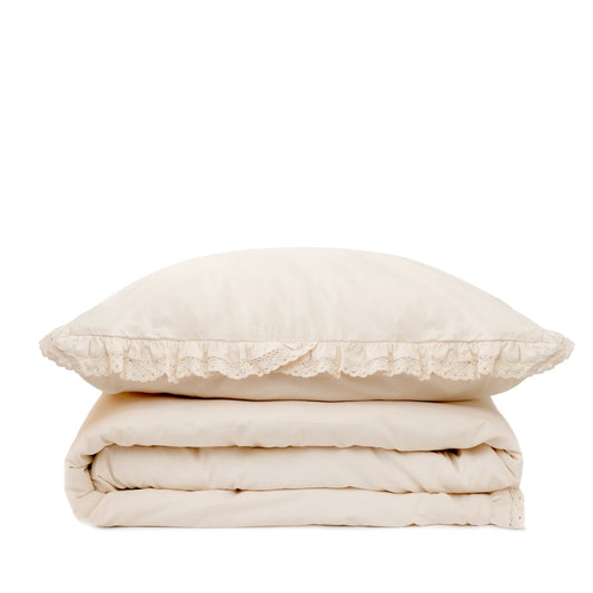 MOISES Cotton Beige Lace Bedding Set 200x220 cm Premium