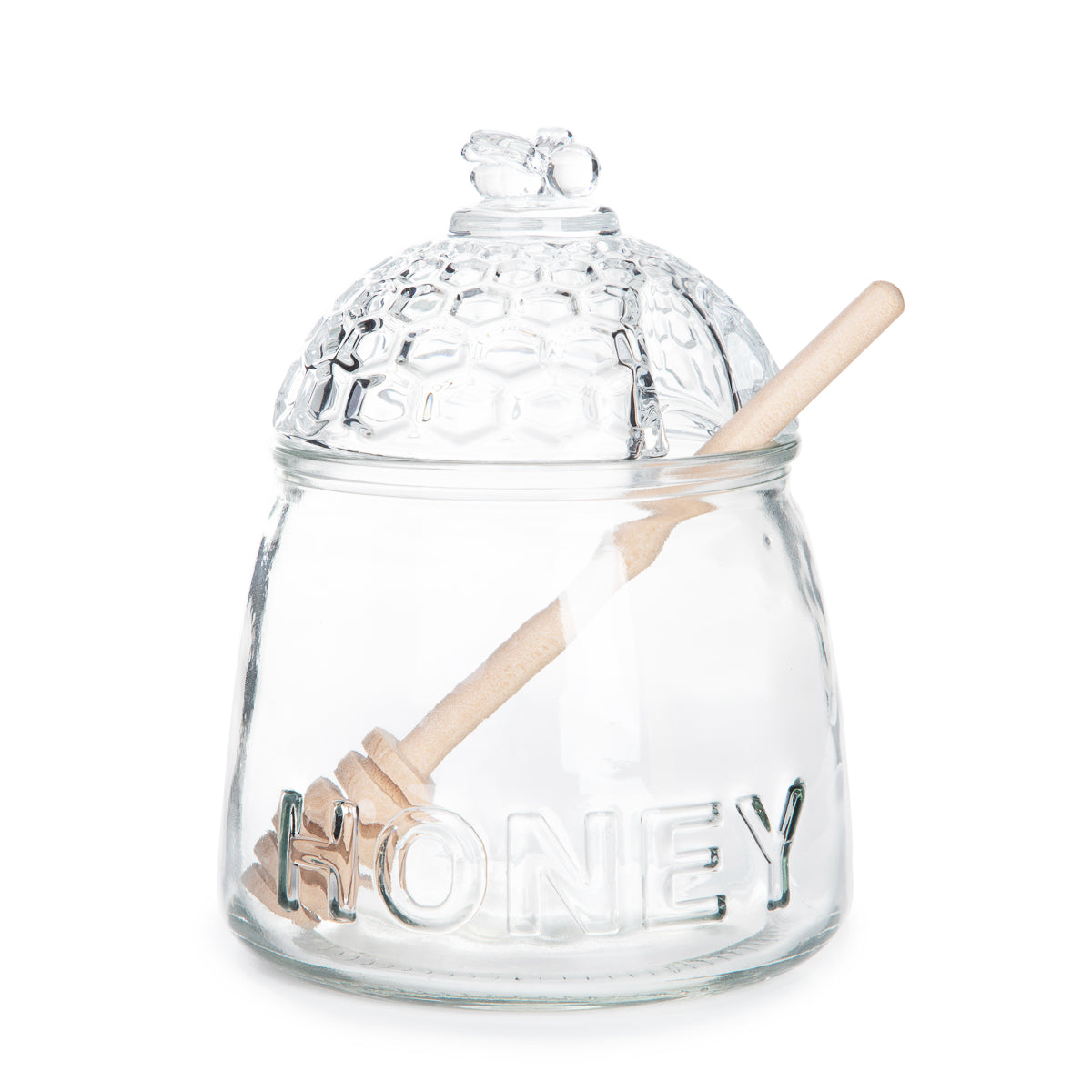 REGEL Honey Jar 0.55L Glass Container with Wooden Dipper