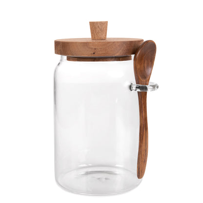 Carlos Glass Container with Acacia Spoon 0.9L