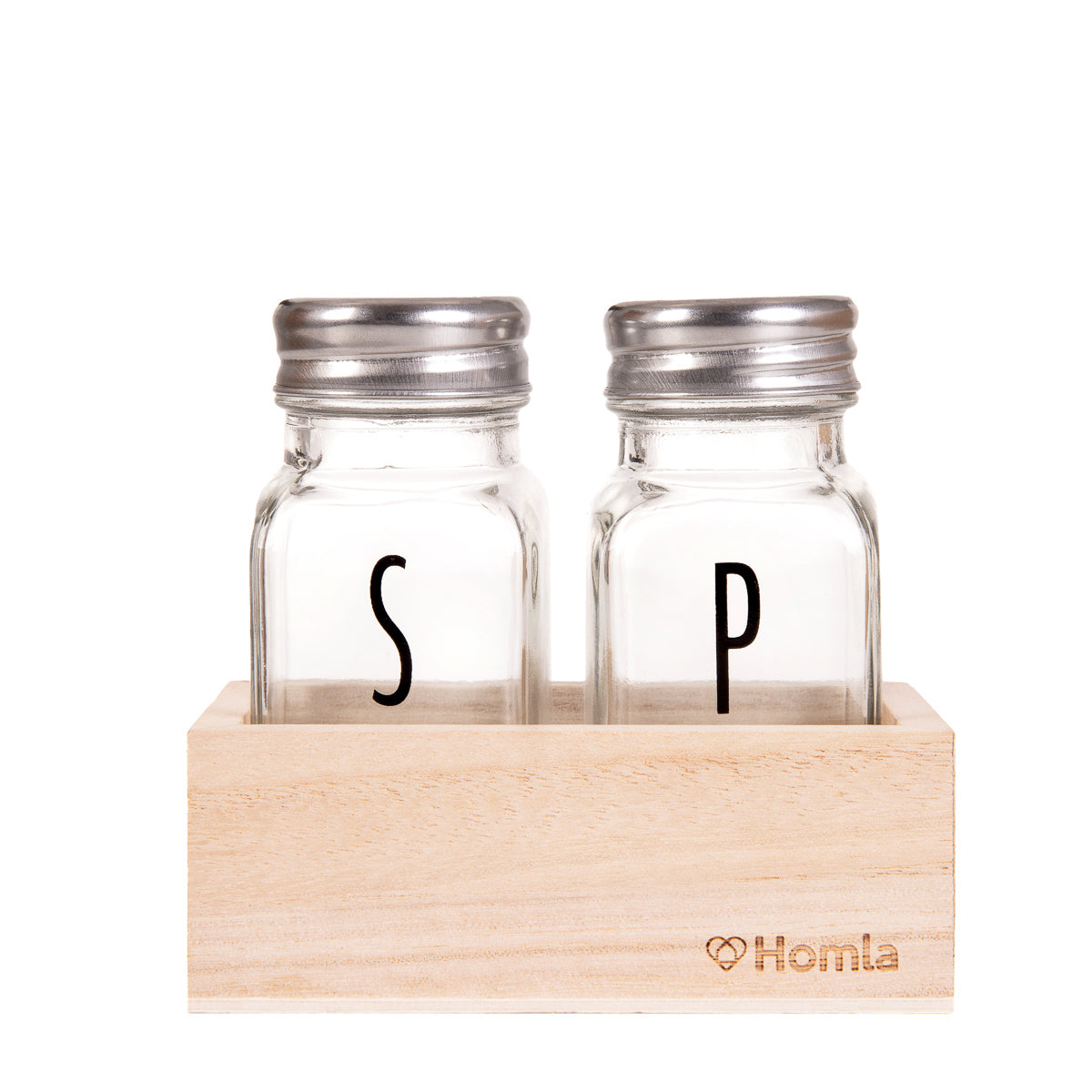 VOSCARI Salt and Pepper Shaker Set, Glass and Wood, 10 cm