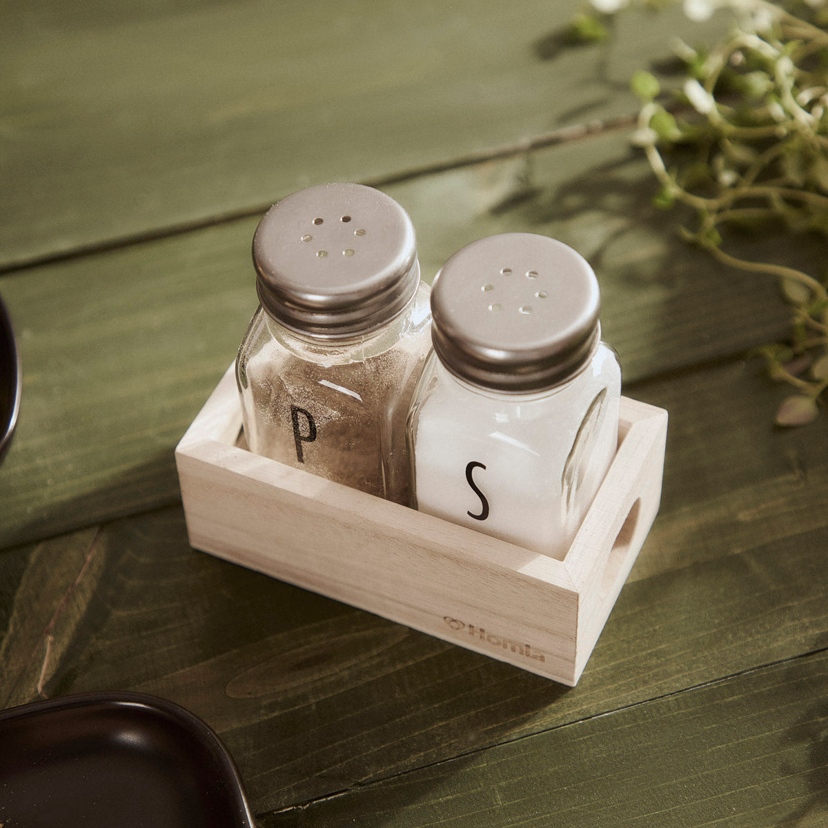 VOSCARI Salt and Pepper Shaker Set, Glass and Wood, 10 cm