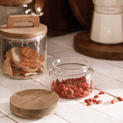 Carlos Small Glass Container with Acacia Lid 0.25L