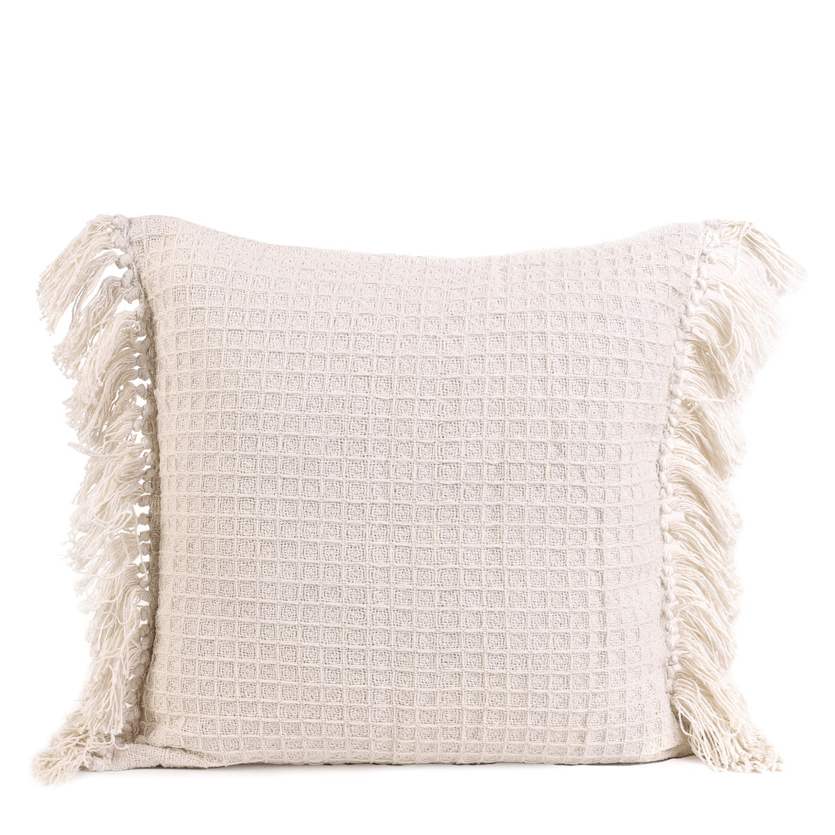 VAFFEL Ecru Pillowcase with Fringe 45x45 cm