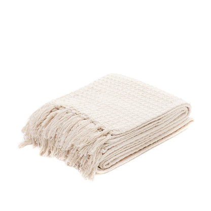 VAFFEL Fringed Natural Cotton Blanket 130x170 cm