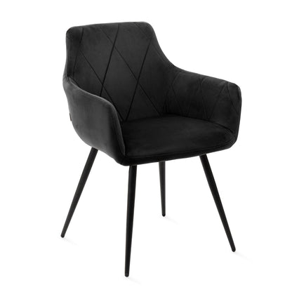 FELLICE Velour Black Chair 56x61x86 cm