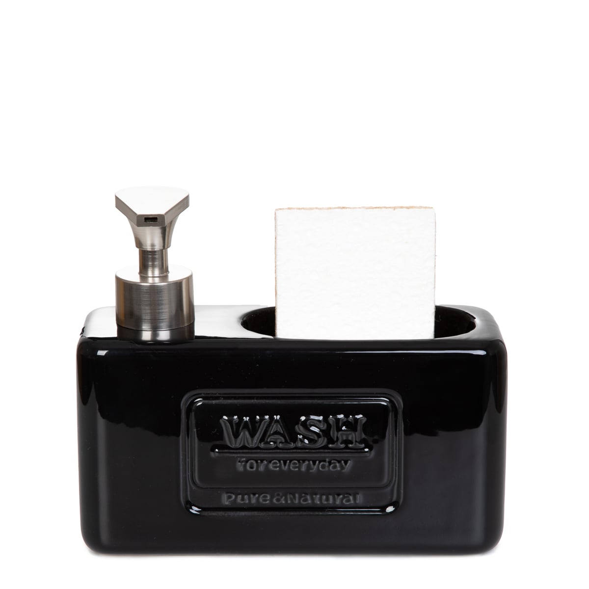 JASAI Black Ceramic Soap Dispenser with Sponge