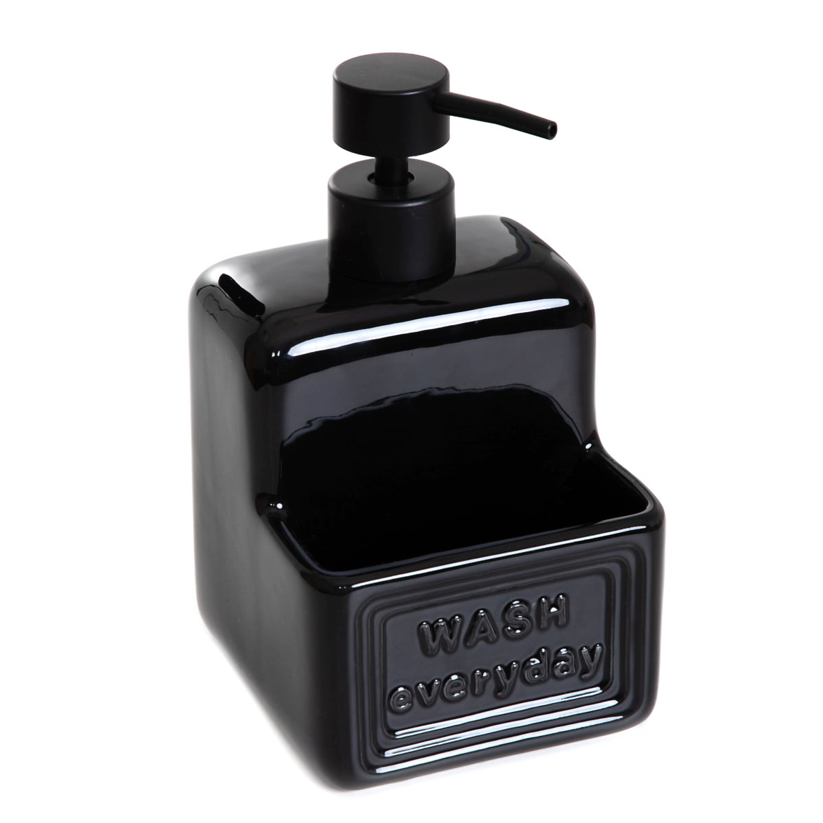SYLAN Black Soap Dispenser with Sponge Holder 12x12x19 cm