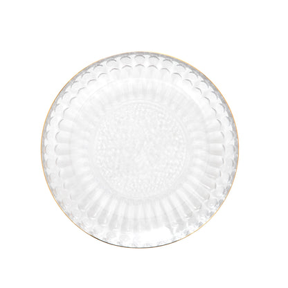Plate BARREL Striped Glass with Gold Rim 15 cm