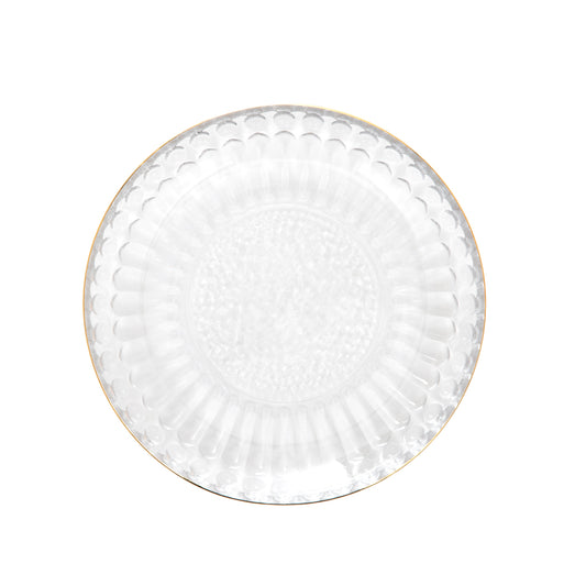 Plate BARREL Striped Glass with Gold Rim 15 cm