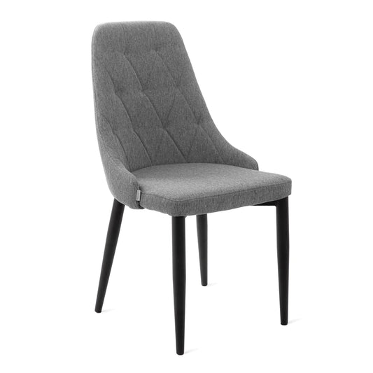 Louis Quilter Chair in Grey Fabric with Metal Legs