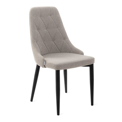 Louis Quilter Chair in Beige Fabric with Metal Legs