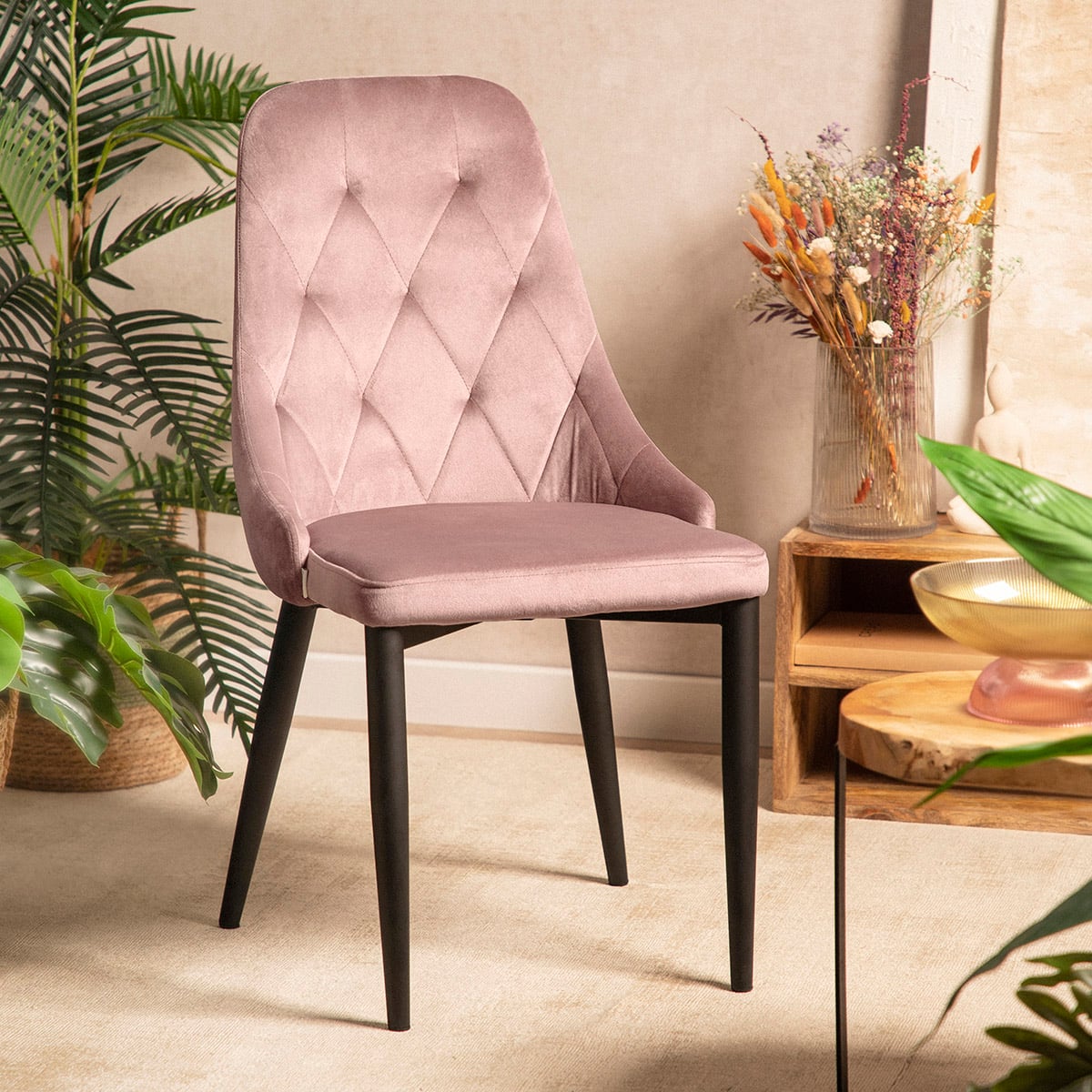 Louis Quilter Velour Pink Chair 55x50x56 cm