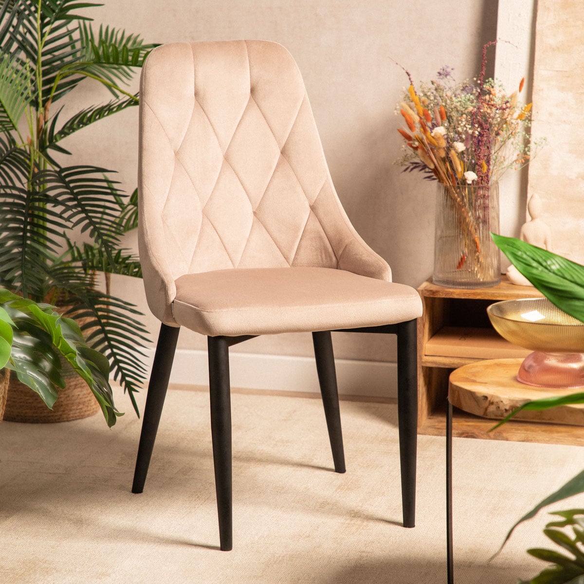 Louis Quilter Velour Beige Chair 44x59x88 cm