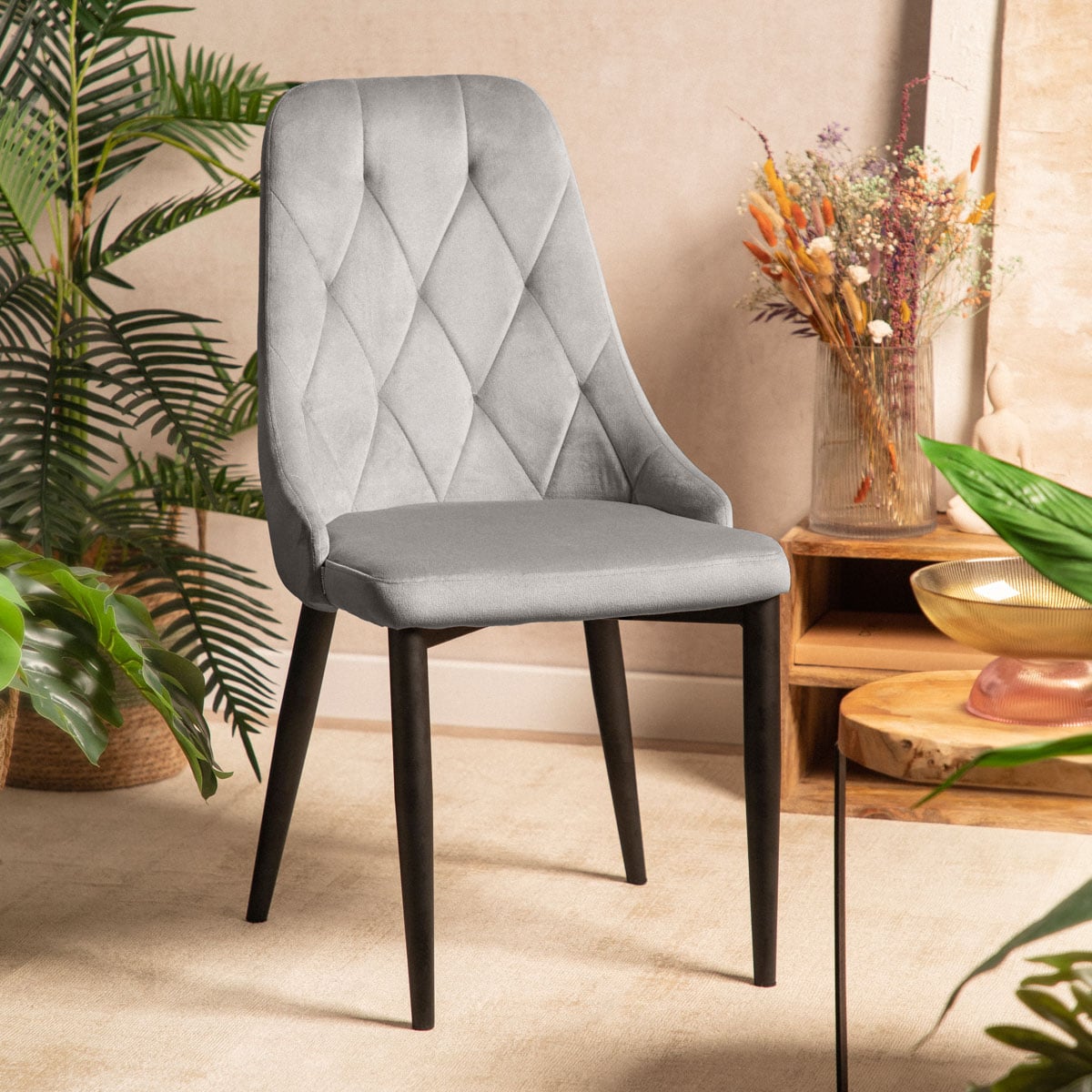 Louis Quilter Velour Grey Chair 55x50x56 cm